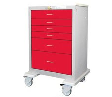 Future Health Concepts - Crash Cart 31.5 X 43.25 X 24.25 Inch Red 22.37 X 16.5 Inch, One 4 Inch, One 6 Inch, One 9 Inch Drawers - FTGL-333369-RED