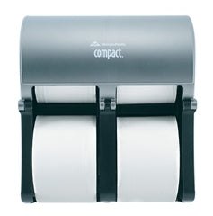 Georgia Pacific Compact Toilet Tissue Dispenser Faux Stainless Plastic Manual 4 Rolls Wall Mount - 56746