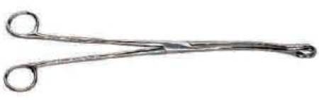 Grafco - Placenta Forceps Kelly 12 Inch Length Stainless Steel NonSterile NonLocking Finger Ring Handle Straight Fenestrated Oval Tips - 2849