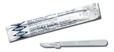 Feather - Scalpel Conventional No. 23 Stainless Steel / Plastic Classic Grip Handle Sterile Disposable - 2975#23