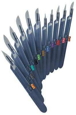 Graham-Field Feather Safeshield Safety Scalpel Size 15 Stainless Steel / Plastic SUREgrip Handle Sterile Disposable - 2980#15