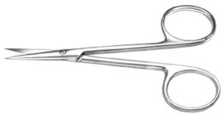 Bausch & Lomb Bausch+Lomb Iris Scissors 114 mm Surgical Grade Stainless Steel / Tungsten Carbide NonSterile Finger Ring Handle Straight Sharp/Sharp - P0706