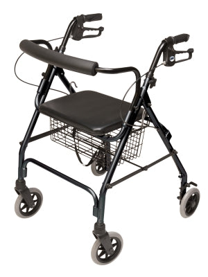 Lumex Walkabout Lite - 4 Wheel Rollator Black Adjustable Height / Lightweight / Folding Aluminum Frame - RJ4300K