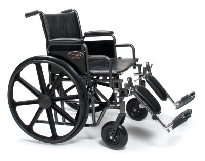 Traveler HD Heavy Duty - Bariatric Wheelchair Dual Axle Full Length Arm Elevating Legrest Black Upholstery 20 Inch Seat Width Adult 500 lbs. Weight Capacity - 3G010350