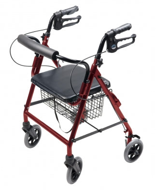 Lumex Walkabout Hemi - 4 Wheel Rollator Burgundy Adjustable Height / Folding Aluminum Frame - RJ4302R