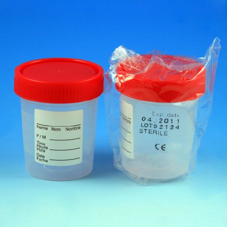Globe Scientific - Specimen Container 2-1/4 X 2-7/8 Inch 120 mL (4 oz.) Screw Cap Patient Information Sterile - 5912