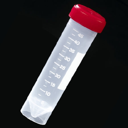 Globe Scientific Transport Tube Conical Bottom, Skirted Plain 30 X 115 mm 50 mL Red Screw Cap Polypropylene Tube - 6255
