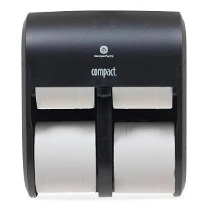 Compact - Toilet Tissue Dispenser Black Manual Pull 4 Rolls Wall Mount - 56744A
