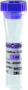 MiniCollect - Capillary Blood Collection Tube Hematology K2 EDTA Additive 11 X 40 mm 500 µL Lavender Rubber Cross-Section Cap Polypropylene Tube - 450480