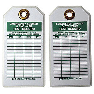 Grainger - Equipment Tag Inspection for Eye Wash Station Green / White 3 X 5-3/4 Inch Small Polyester 10 per Pack - 5KR83