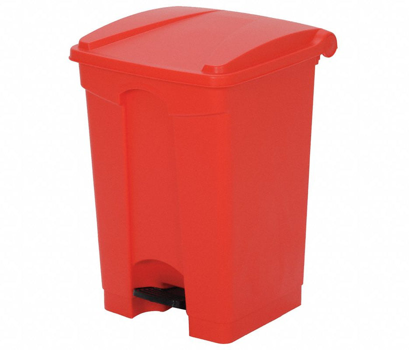 Tough Guy - Fire-Resistant Trash Can 12 gal. Rectangular Red Plastic Step On - 6GAJ9