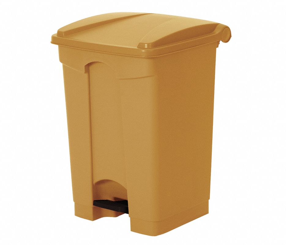 Tough Guy - Fire-Resistant Trash Can 12 gal. Rectangular Beige Plastic Step On - 6GAJ8