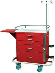 Harloff Emergency Cart Stainless Steel 32 X 38.5 X 22 Inch 5 Drawers Dark Blue - 6331