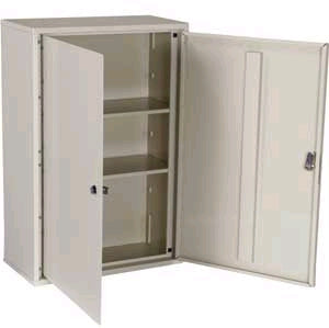 Harloff Narcotic Cabinet Wall Mount Stainless Steel 2 Shelf Keyed Tubular Double Lock - 2703BG