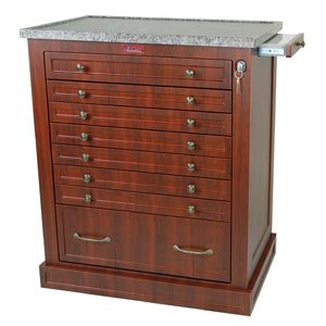 Harloff Medication Cart Aluminum 35.5 X 45 X 22.5 Inch 8 Drawers Cherry Mahogany - WL294BOX-DC
