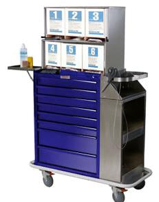 Harloff - Splint / Cast Cart Steel / Aluminum 44 X 76 X 21 Inch Light Blue 1 Drawer, 3 Inch with Black Vinyl Mat / 5 Drawers, 3 Inch / 2 Drawers, 6 Inch / 4 Adjustable Dividers Per Drawer - 6035-TC