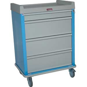 Harloff Standard Line Punch Card Medication Cart Steel, Aluminum 36 W X 45.75 H X 23.5 D Inch 4 Drawers - SL550PC
