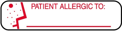 Health Care Logistics Pre-Printed Label Allergy Alert Patient Allergic To White 3/8 X 1-5/8 Inch - 2757