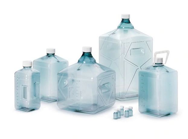 Fisher Scientific Thermo Scientific Nalgene PETG Biotainer Laboratory Bottle Square, Narrow Mouth PETG Plastic 5 Liter - 341542