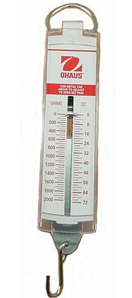 Fisher Scientific Spring Scale Pull Type, Readability Avoirdupois: 2 oz / Metric: 50 g, Capacity Avoirdupois: 72 oz / Metric: 2000 g, - 191986