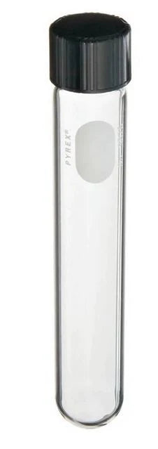 Pyrex - Test Tube Round Bottom Plain 20 X 150 mm 34 mL Black Screw Cap Glass Tube - 149331B