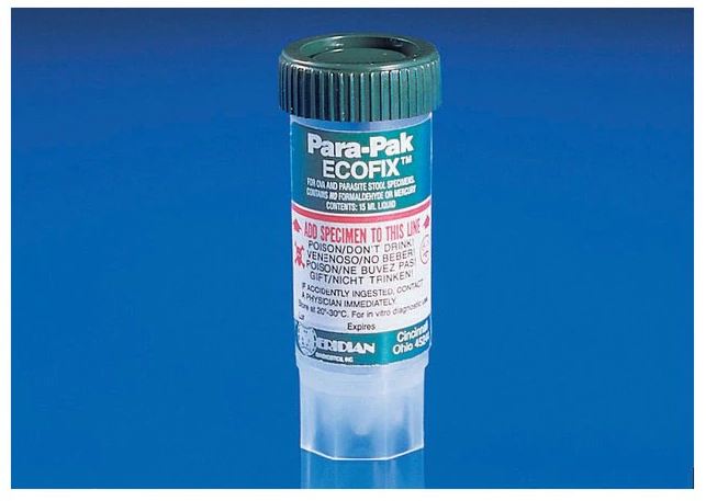 Fisher Scientific Para-Pak Ultra EcoFix Stool Specimen Transport System Plastic Screw Cap with Sampling Spoon 15 mL Fill (0.5 oz.) NonSterile - 14910127