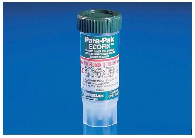 Para-Pak EcoFix - Stool Specimen Container 15 mL Fill (0.5 oz.) Screw Cap with Sampling Device Warning Label NonSterile - 14910127