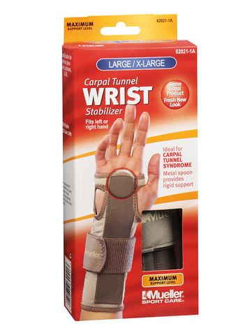 Mueller Sports Medicine Mueller Carpal Tunnel Wrist Stabilizer Palmar Stay Nylon / Aluminum / Polyester / PP / PU / Spandex / POM Left or Right Wrist Gray Large / X-Large - 62021