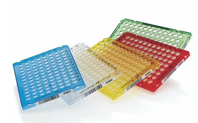 Fisher Scientific PLATE, REACTION OPTICAL 96-WELL MULTICOLOR W/BARCODE (5/CS) - 4483355