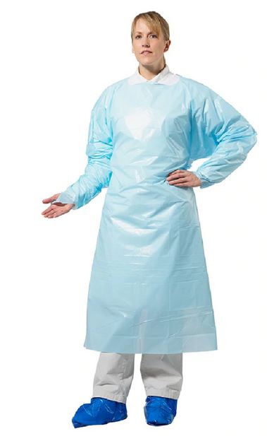 Fisher Scientific PolyCo PolyWear Protective Procedure Gown Large Unisex ASTM F1670 / ASTM F1671 Blue - 18568
