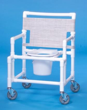 IPU - Commode / Shower Chair ipu Fixed Arm PVC Frame Mesh Back 24 Inch Seat Width - SCC9250 OS