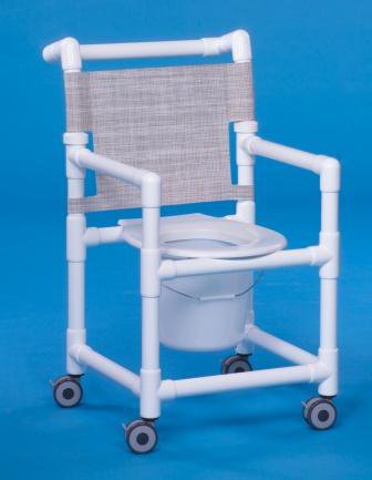 IPU - Commode / Shower Chair ipu Fixed Arm PVC Frame Mesh Back 17-1/4 Inch Seat Width - SCC9150