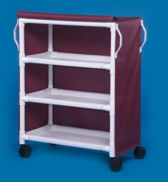 IPU - Linen Cart with Cover 3 Shelves PVC 5 Inch Heavy Duty Casters, 2 Locking - LC36-3