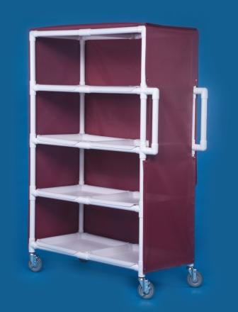 Ipu - Linen Cart with Cover 4 Shelves PVC 5 Inch Heavy Duty Casters, 2 Locking - LC244