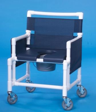 IPU - Commode / Shower Chair ipu Fixed Arm PVC Frame Mesh Back 24 Inch Seat Width - SCC 750 OSN-BLUE MESH