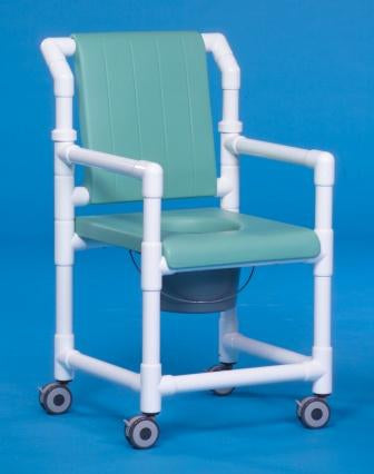 IPU - Commode / Shower Chair ipu Fixed Arm PVC Frame Mesh Back 17-1/4 Inch Seat Width - SCC701N