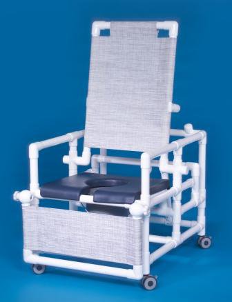 Deluxe Oversize - Reclining Commode / Shower Chair Fixed Arm PVC Frame Mesh Back - SCC260 RC OS N-NAVY MESH