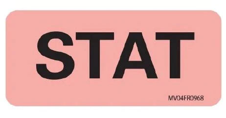 MedVision - Pre-Printed Label Advisory Label Orange Stat Black Alert Label 1-1/4 X 5/16 Inch - MV01FO0968