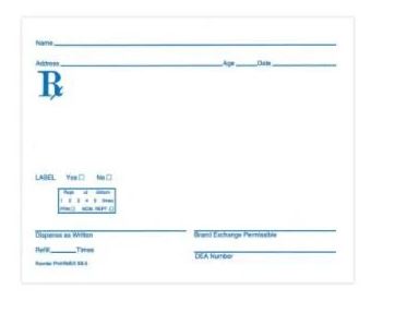 Precision Dynamics Prescription Pad 5 X 4 Inch - CUSTRXP