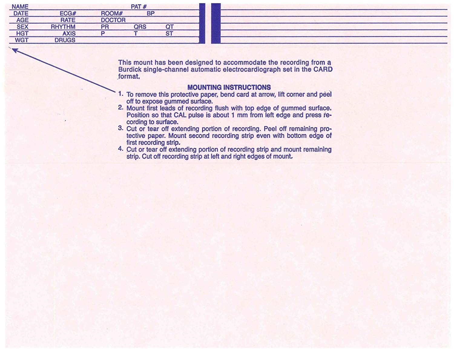Precision Charts CARD, ECG MOUNT (100/PK 5PK/CS) - 7909