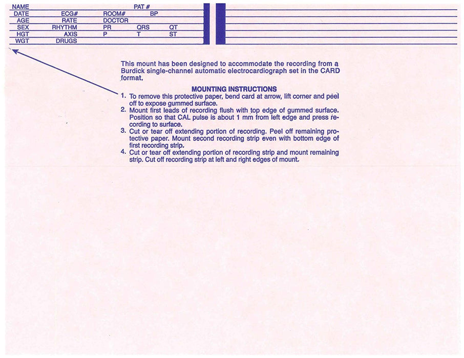 Precision Charts CARD, ECG MOUNT (100/PK 5PK/CS) - 7909