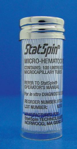 Fisher Scientific StatSpin Capillary Blood Collection Tube Micro-hematocrit Ammonium Heparin Additive 40 mm Length 9 µL Red Stripe Without Closure Glass Tube - 22269245