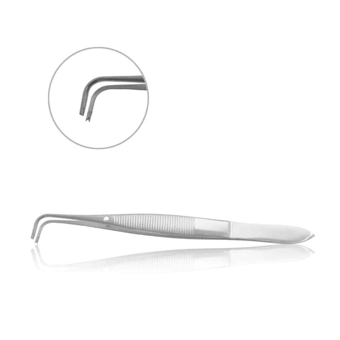 Mopec Forceps, Iris Tissue, Full Curved, 1 x 2 Teeth – AB038