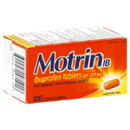 Johnson & Johnson Consumer Motrin IB Pain Relief 200 mg Strength Ibuprofen Caplet 100 per Bottle - 30300450481017