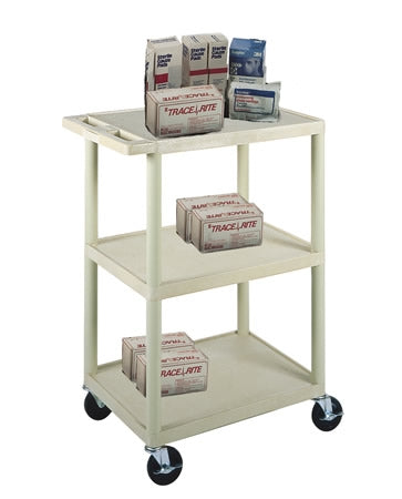 Luxor Utility Cart 43 Inch 3 Shelves Gray - HE42-G