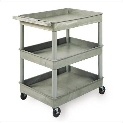 Luxor Tub Utility Cart 24 X 34 X 38.25 Inch 3 Shelves Gray - TC111-G