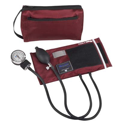 Mabis Healthcare Match Mates Aneroid Sphygmomanometer Kit Adult, Burgundy, Nylon Cuff - 01-160-071