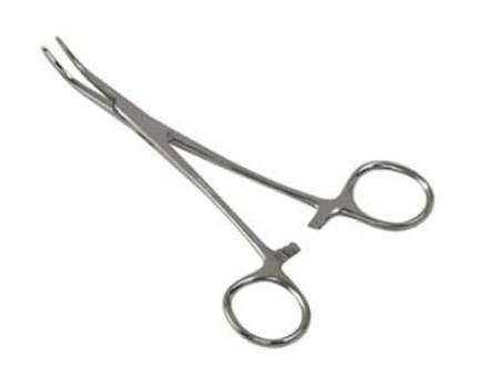 Mabis Healthcare Precision Hemostatic Forceps Kelly 5-1/2 Inch Stainless Steel Ratchet Lock Finger Ring Handle Curved Blunt - 25-725-000