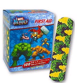 Medibadge Adhesive Strip 3/4 X 3 Inch Plastic Rectangle Kid Design (The Hulk) Sterile - AB127