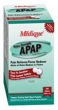 Medique Products APAP Pain Relief 500 mg Strength Acetaminophen Tablet 50 per Box - 17533